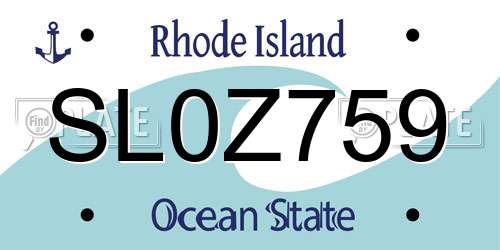 SL0Z759 Rhode Island License Plate