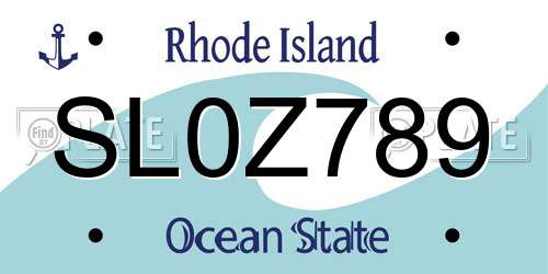 SL0Z789 Rhode Island License Plate