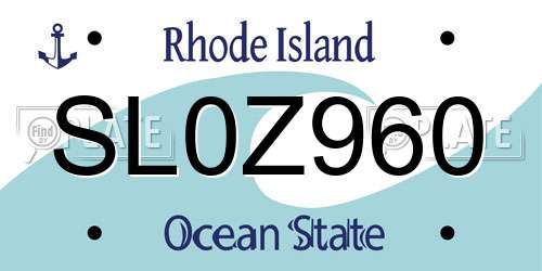 SL0Z960 Rhode Island License Plate