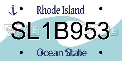 SL1B953 Rhode Island License Plate