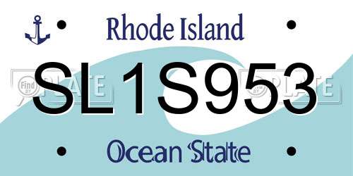 SL1S953 Rhode Island License Plate