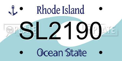 SL2190 Rhode Island License Plate