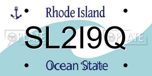 SL2I9Q Rhode Island License Plate