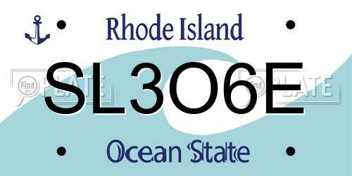 SL3O6E Rhode Island License Plate