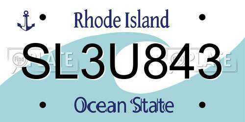 SL3U843 Rhode Island License Plate