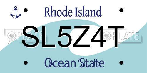SL5Z4T Rhode Island License Plate
