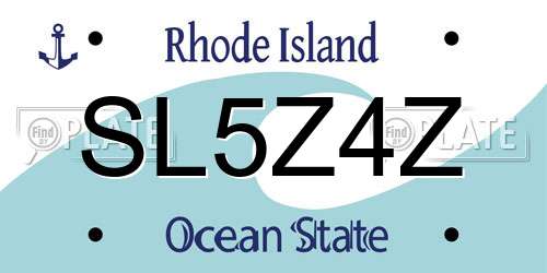 SL5Z4Z Rhode Island License Plate