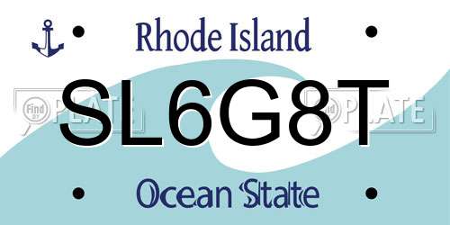 SL6G8T Rhode Island License Plate