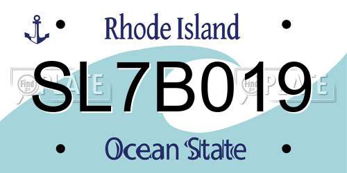 SL7B019 Rhode Island License Plate