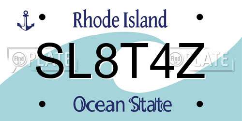 SL8T4Z Rhode Island License Plate