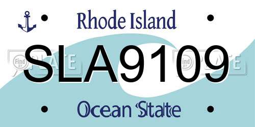 SLA9109 Rhode Island License Plate