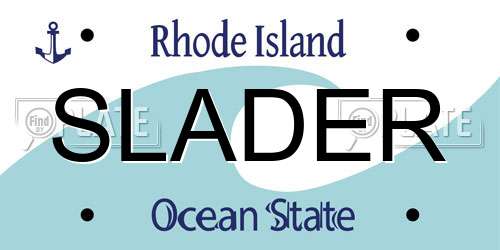 SLADER Rhode Island License Plate