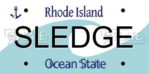 SLEDGE Rhode Island License Plate