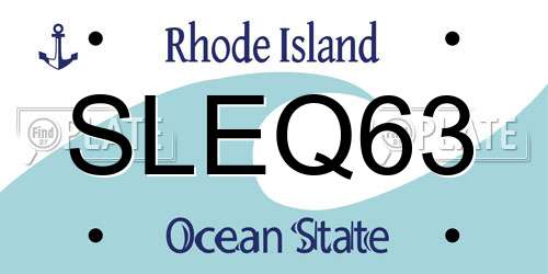 SLEQ63 Rhode Island License Plate