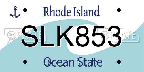 SLK853 Rhode Island License Plate