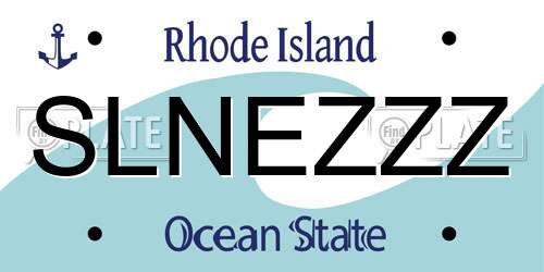 SLNEZZZ Rhode Island License Plate