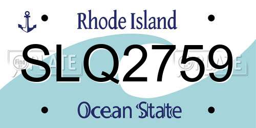 SLQ2759 Rhode Island License Plate