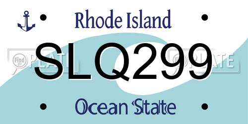 SLQ299 Rhode Island License Plate