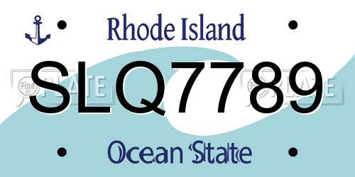 SLQ7789 Rhode Island License Plate