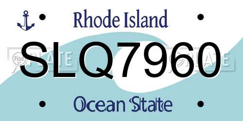 SLQ7960 Rhode Island License Plate
