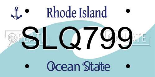SLQ799 Rhode Island License Plate