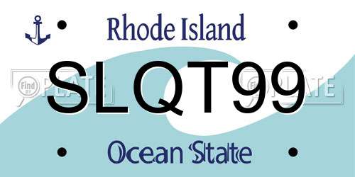 SLQT99 Rhode Island License Plate
