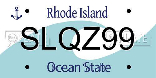 SLQZ99 Rhode Island License Plate