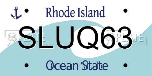 SLUQ63 Rhode Island License Plate