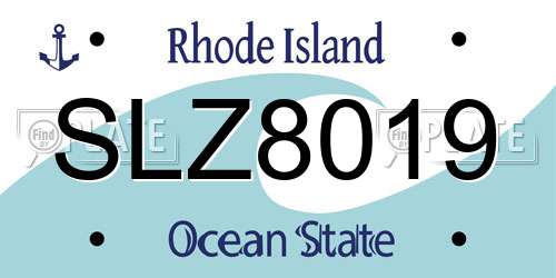SLZ8019 Rhode Island License Plate