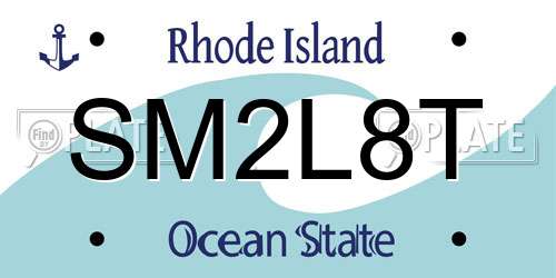 SM2L8T Rhode Island License Plate