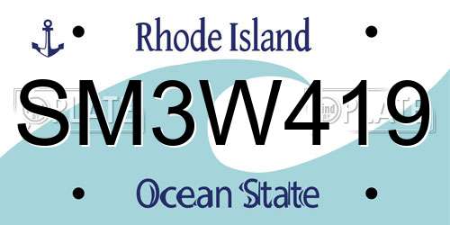 SM3W419 Rhode Island License Plate