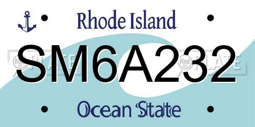 SM6A232 Rhode Island License Plate