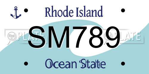 SM789 Rhode Island License Plate