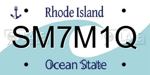 SM7M1Q Rhode Island License Plate