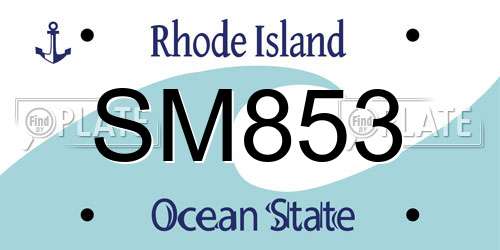 SM853 Rhode Island License Plate