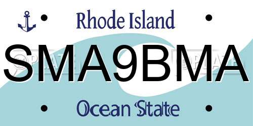 SMA9BMA Rhode Island License Plate