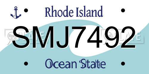 SMJ7492 Rhode Island License Plate