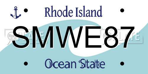 SMWE87 Rhode Island License Plate