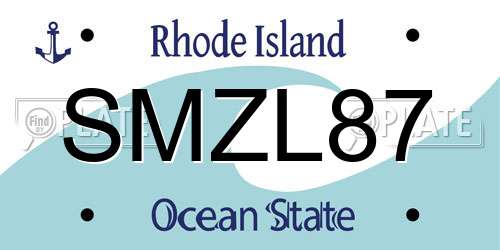 SMZL87 Rhode Island License Plate