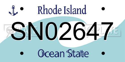 SN02647 Rhode Island License Plate