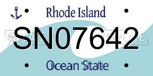 SN07642 Rhode Island License Plate