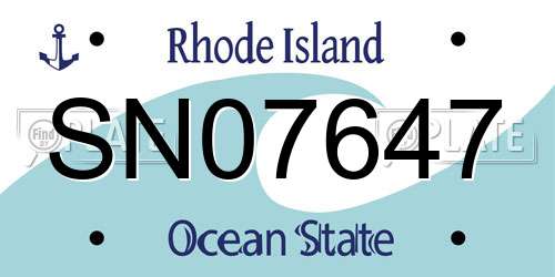 SN07647 Rhode Island License Plate