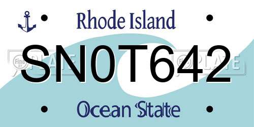 SN0T642 Rhode Island License Plate