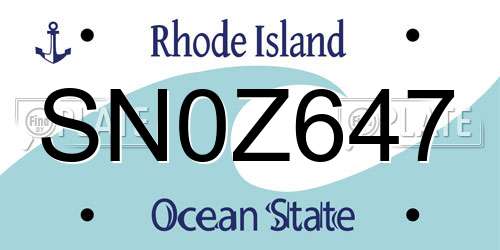 SN0Z647 Rhode Island License Plate