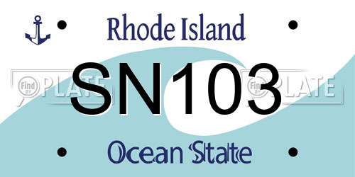SN103 Rhode Island License Plate