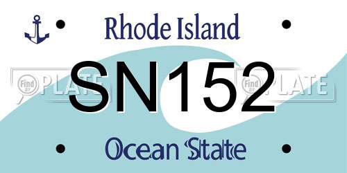 SN152 Rhode Island License Plate