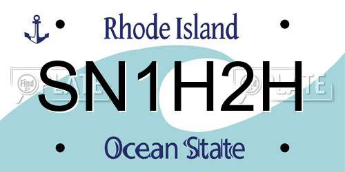 SN1H2H Rhode Island License Plate