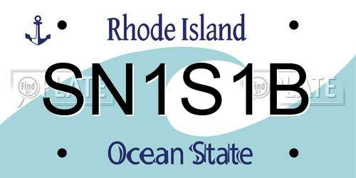 SN1S1B Rhode Island License Plate