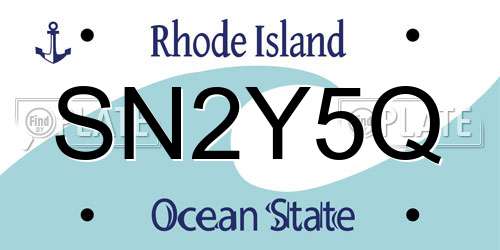 SN2Y5Q Rhode Island License Plate