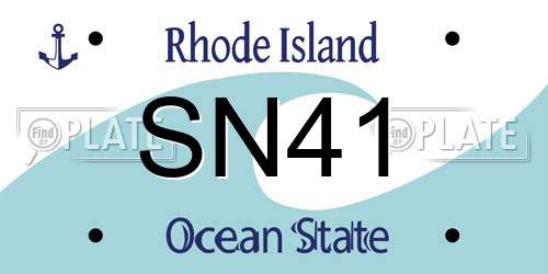 SN41 Rhode Island License Plate